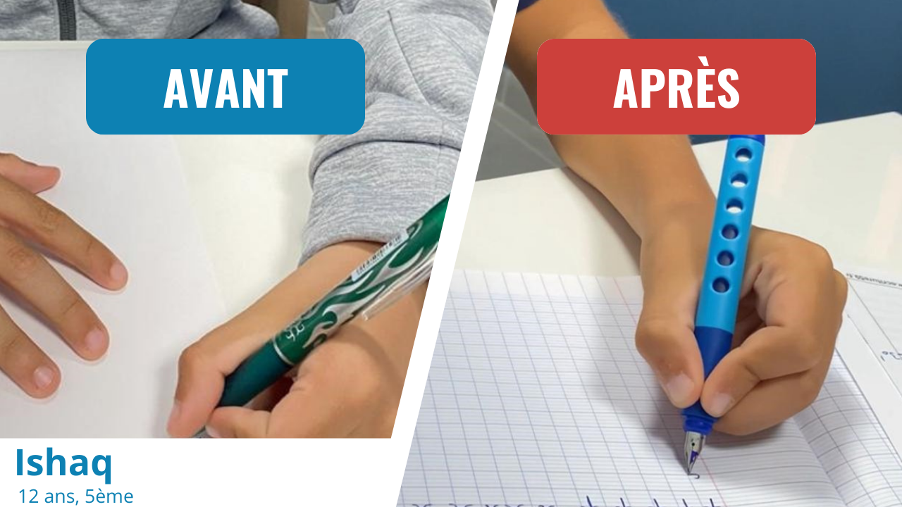 Écriture avant et après l'accompagnement de Ishaq, 12 ans – 5ème