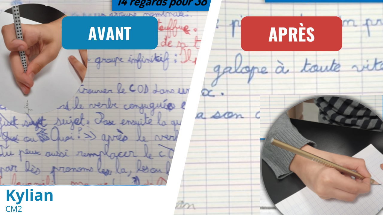 Écriture avant et après l'accompagnement de Kylian,